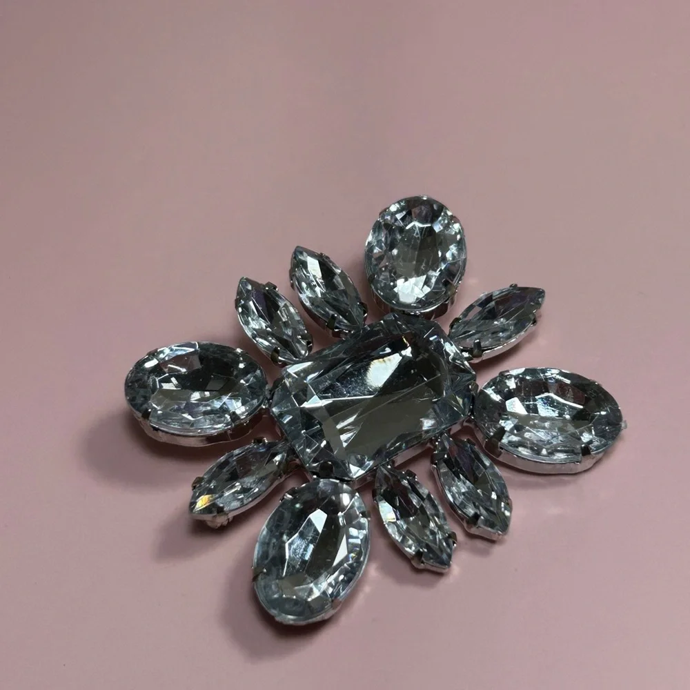 Sparkling Silver Rhinestone Brooch